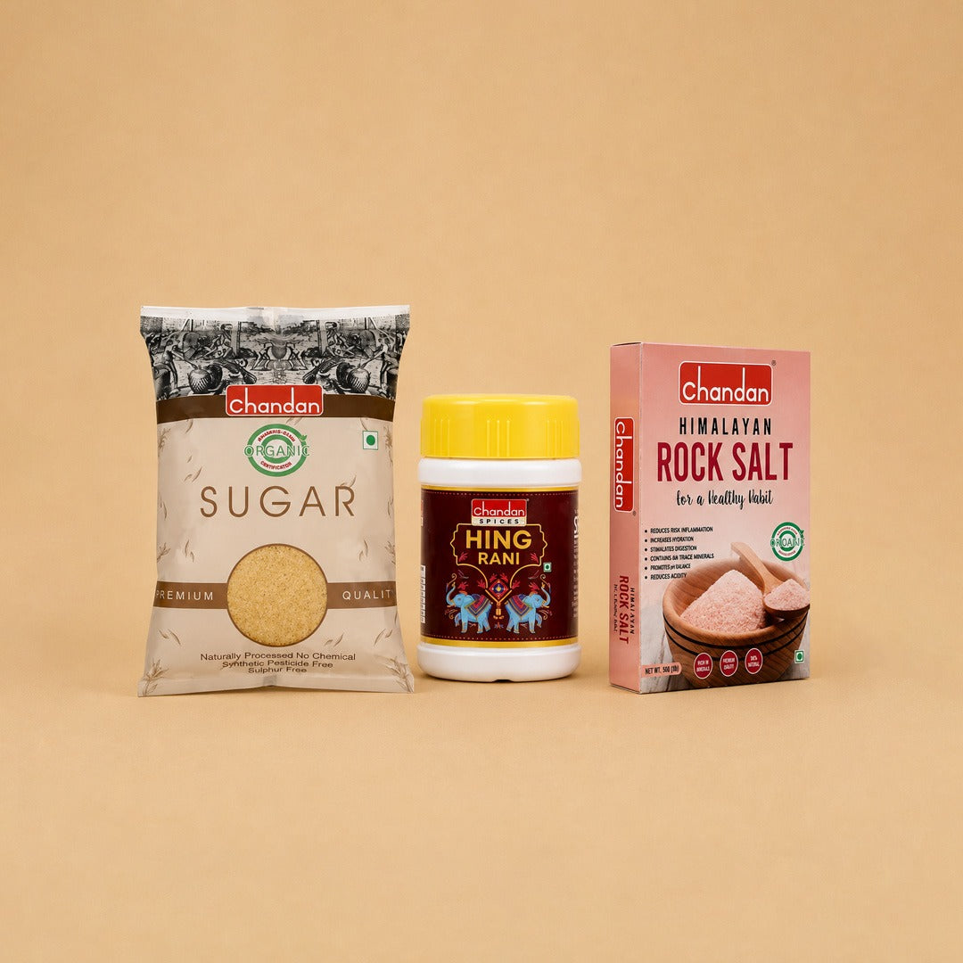 Combo Salt and Sweetner and Spices Brown Sugar and Rock Salt and Hing