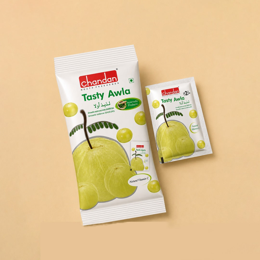 Tasty Awla 50 Sachets | 140gm | Mukhwas | Awla Chews 100% Natural | Contains Amla Mixed with Spices