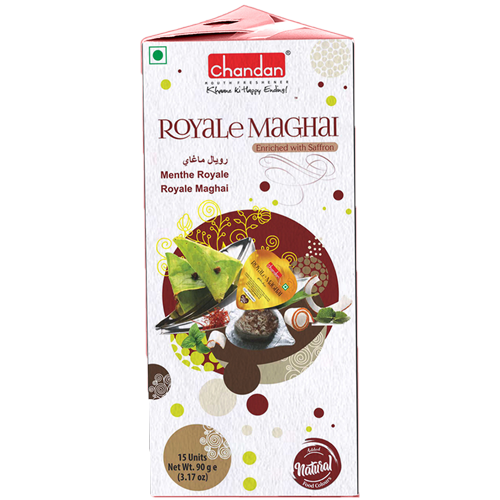 Royale Maghai Enriched with Saffron | Fresh Mint Paan Royal Maghai | 15 Pieces | 90 Grams | No Tobacco and No Artificial Colours